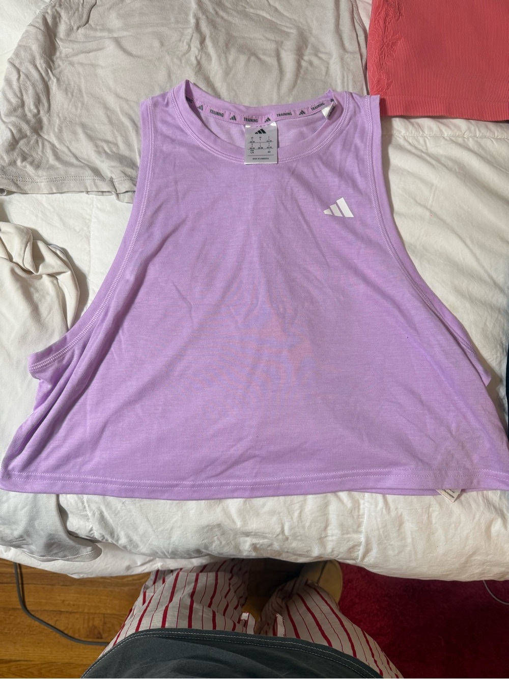 adidas Lavender Cropped Athletic Tank Top